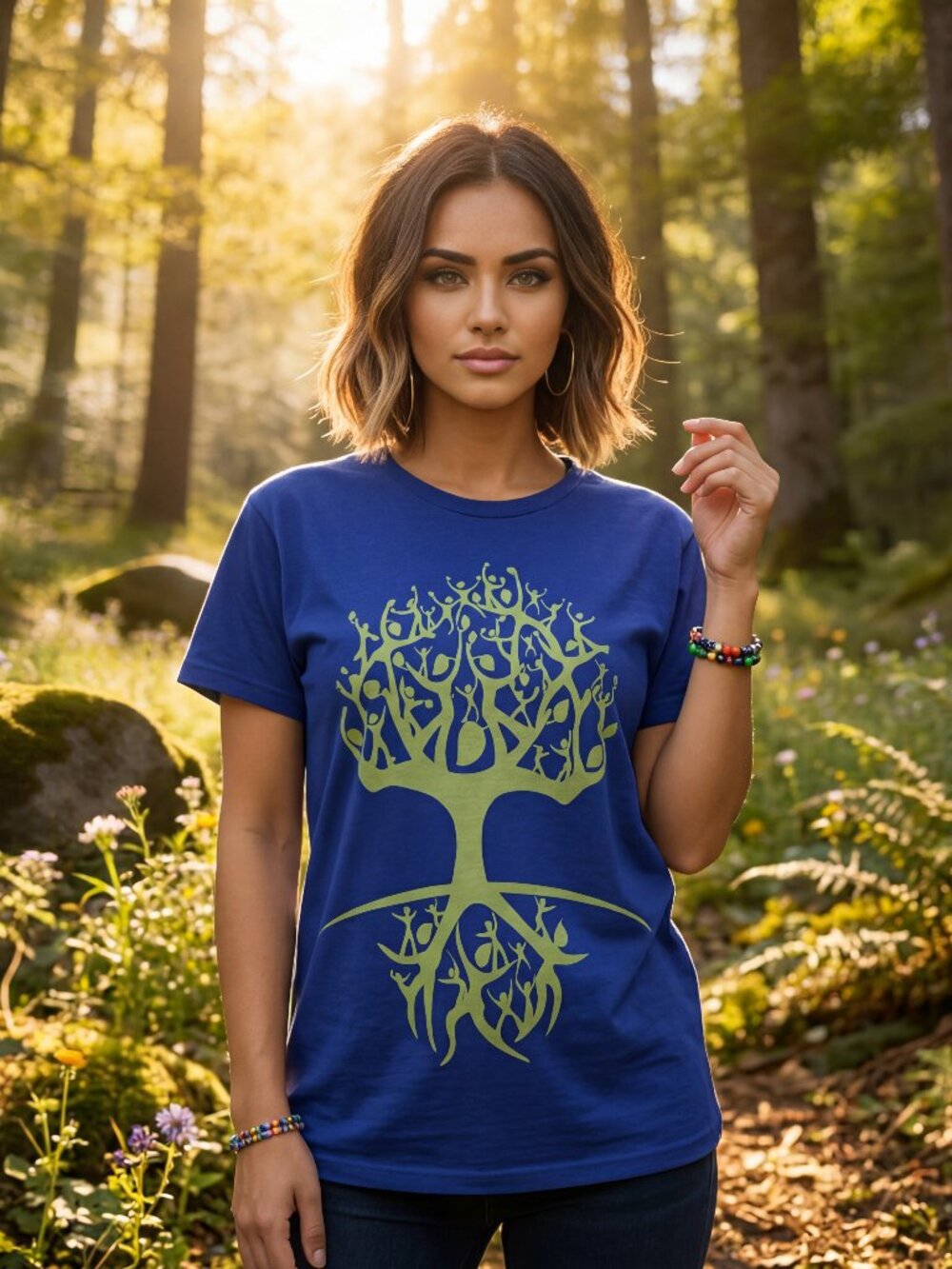 Bodhi People Tree Of Life Painted Cotton Babydoll Tee Shirt